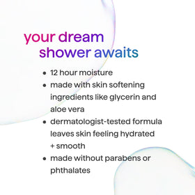 Method foamy texture on hand, demonstrates soft lather and moisturizing feel