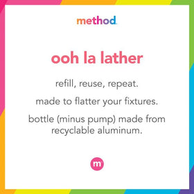 Method foam closeup on hand showing plush lather and gentle cleansing benefit