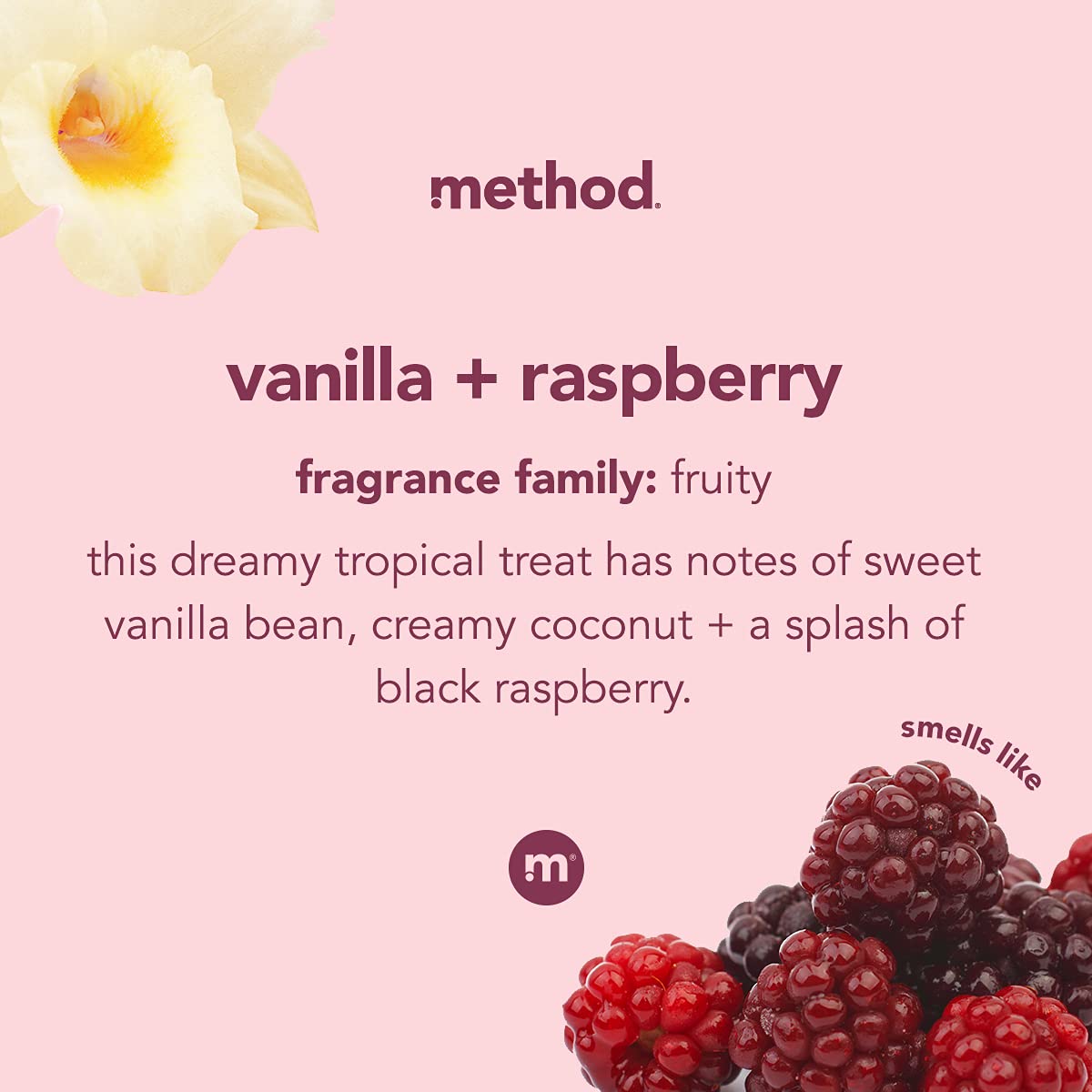 Method hand with creamy foam demonstrates gentle lather for easy rinsing benefit