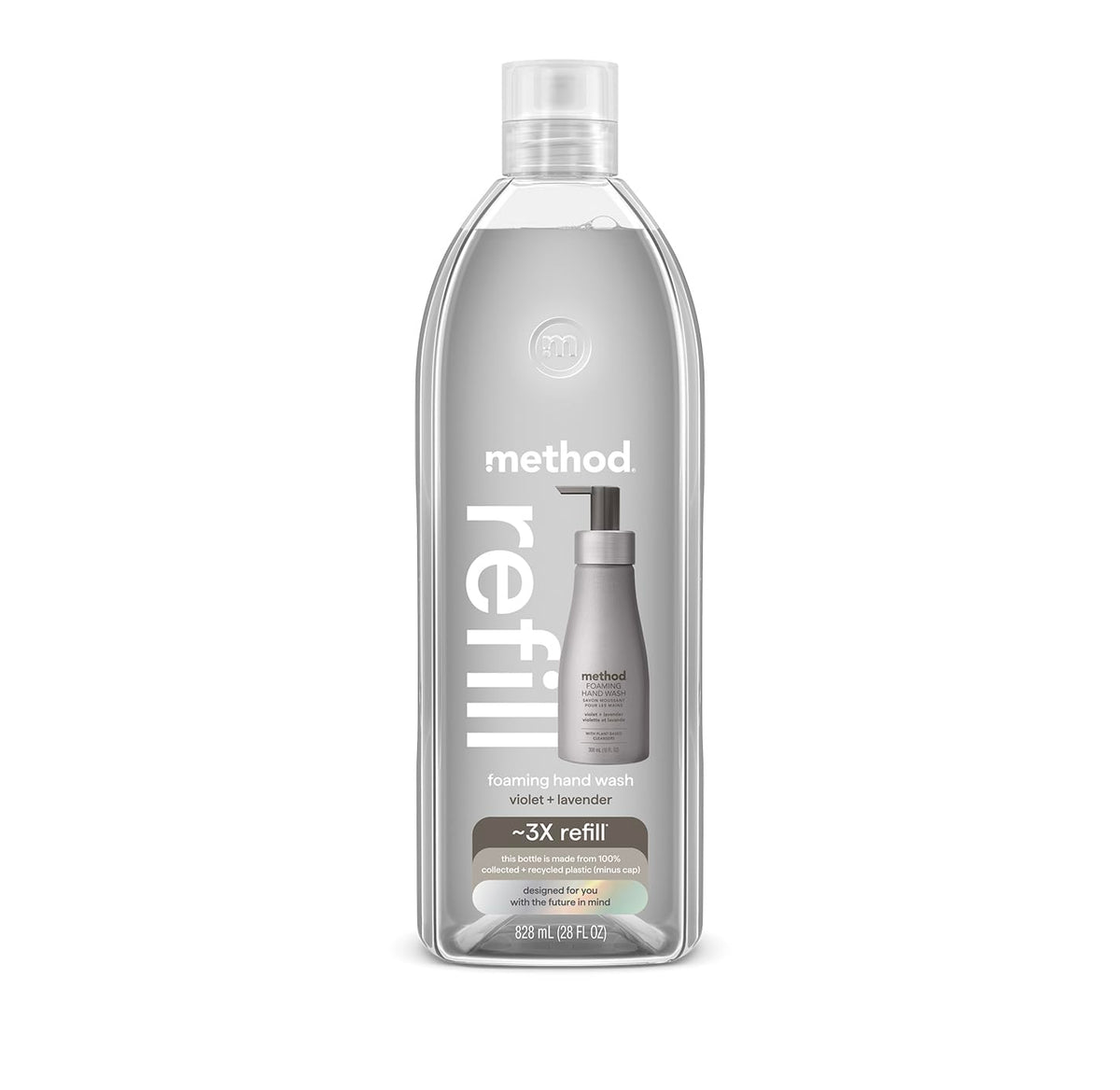 Method foaming hand soap refill front showing size and scent benefit