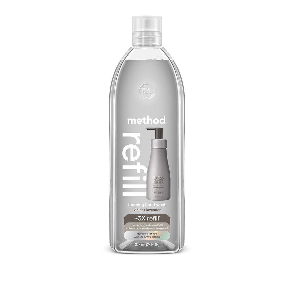 Method foaming hand soap refill front showing size and scent benefit