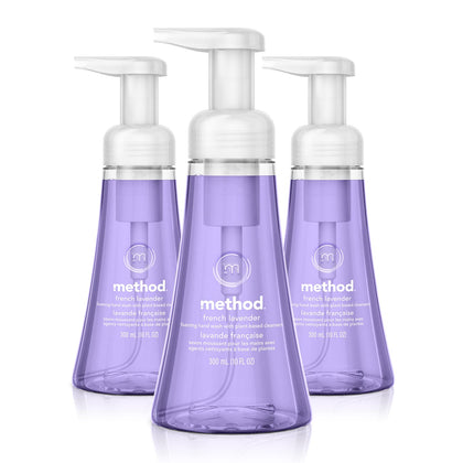 Method front packaging showing three 10 oz bottles, clear product identity and convenience