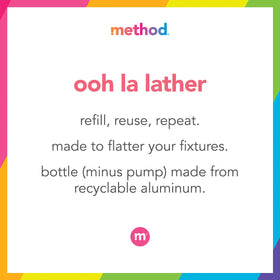 Method being dispensed into hand in kitchen demonstrating easy everyday use