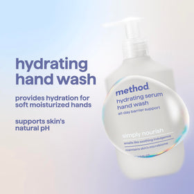 Method pump close-up highlighting dispenser and easy one-handed use for convenience