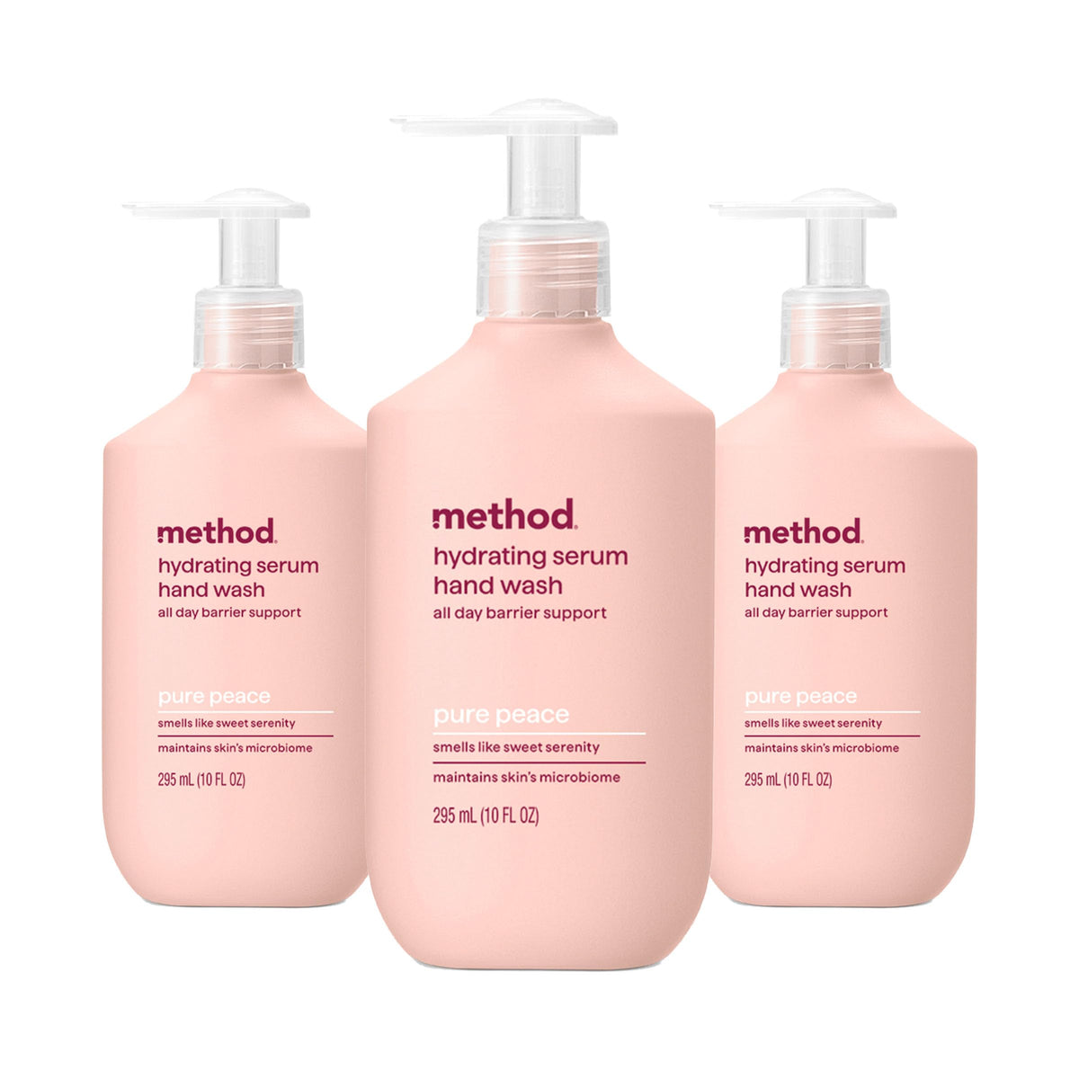 Method front packaging showing bottle and Pure Peace label for calm scent