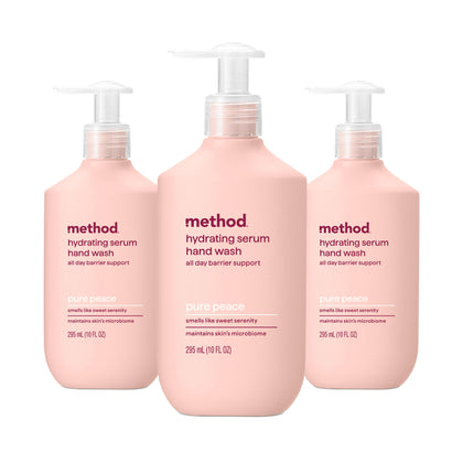 Method front packaging showing bottle and Pure Peace label for calm scent