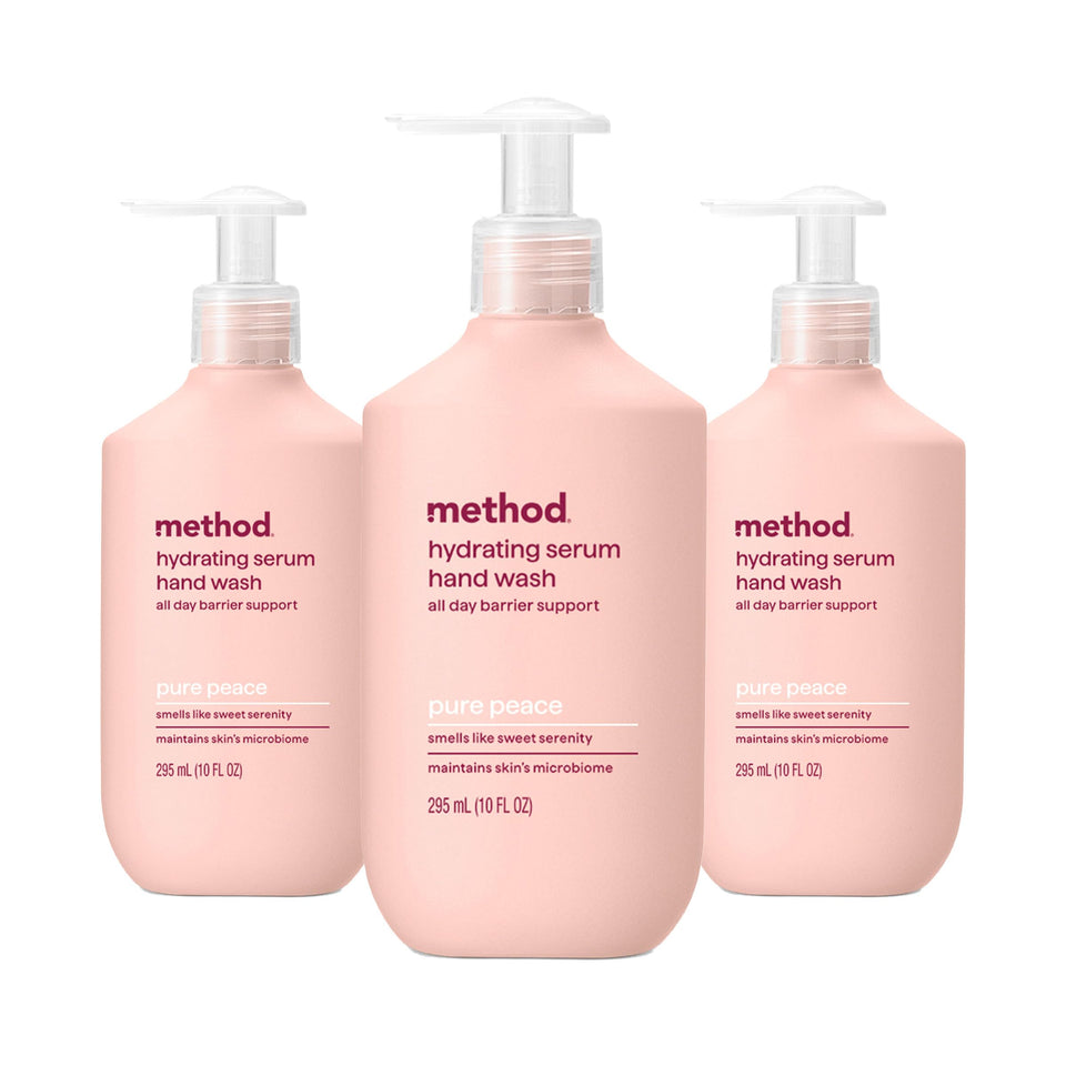Method front packaging showing bottle and Pure Peace label for calm scent