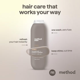 Method men label closeup showing ingredients and gentle formula benefits