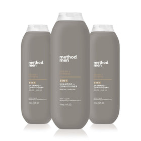 Method men front bottle showing cedar cypress scent and clear benefit