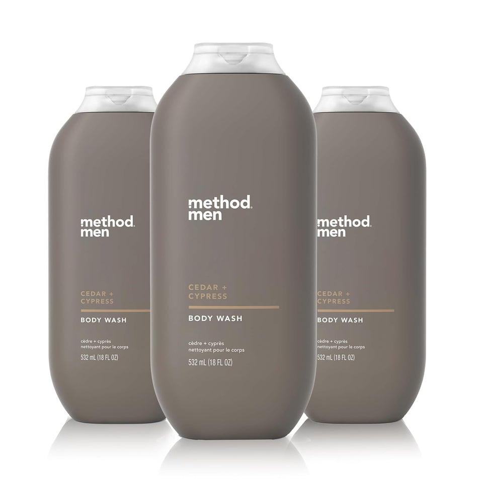 Method bottle front packaging showing cedar and cypress scent and clean formula