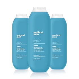 Method front packaging showing Glacier + Granite scent and benefit of two‑in‑one