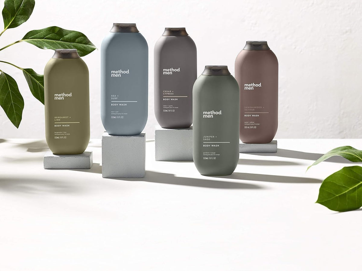 Method bottle on bathroom counter in lifestyle scene conveying everyday use