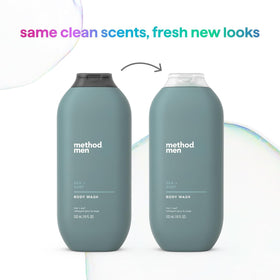 Method men bottle next to ruler to show 18 oz scale for lasting use