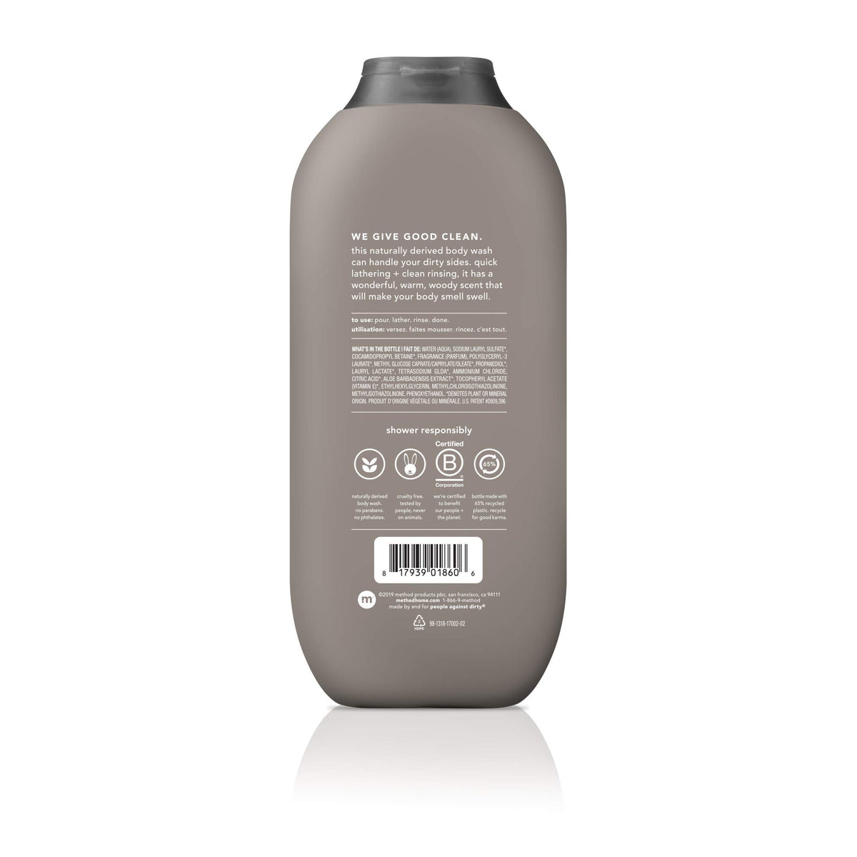 Method men sea + surf bottle closeup highlighting gel texture and energizing scent