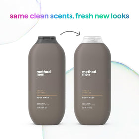 Method bottle next to hand showing 18 fl oz size and easy handling