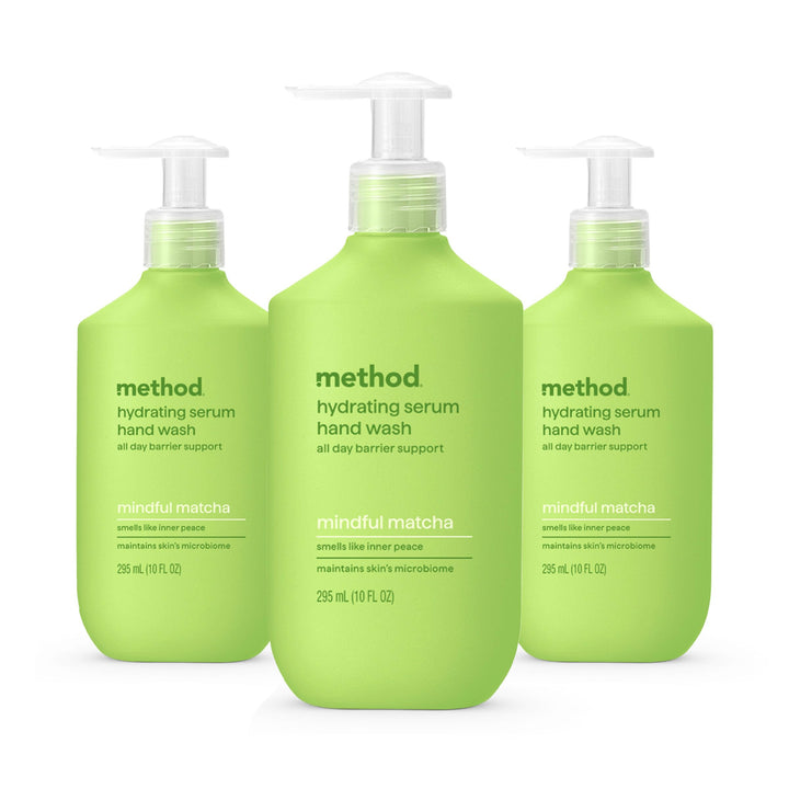 Method mindful matcha front packaging showing 10 oz pump and scent benefit