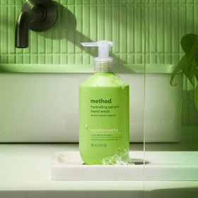 Method mindful matcha being used at kitchen sink showing quick gentle cleanse benefit