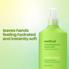 Method mindful matcha ingredient close-up showing jojoba esters and glycerin benefit