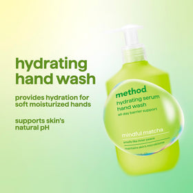 Method mindful matcha pump closeup highlighting easy dispensing and hygienic benefit