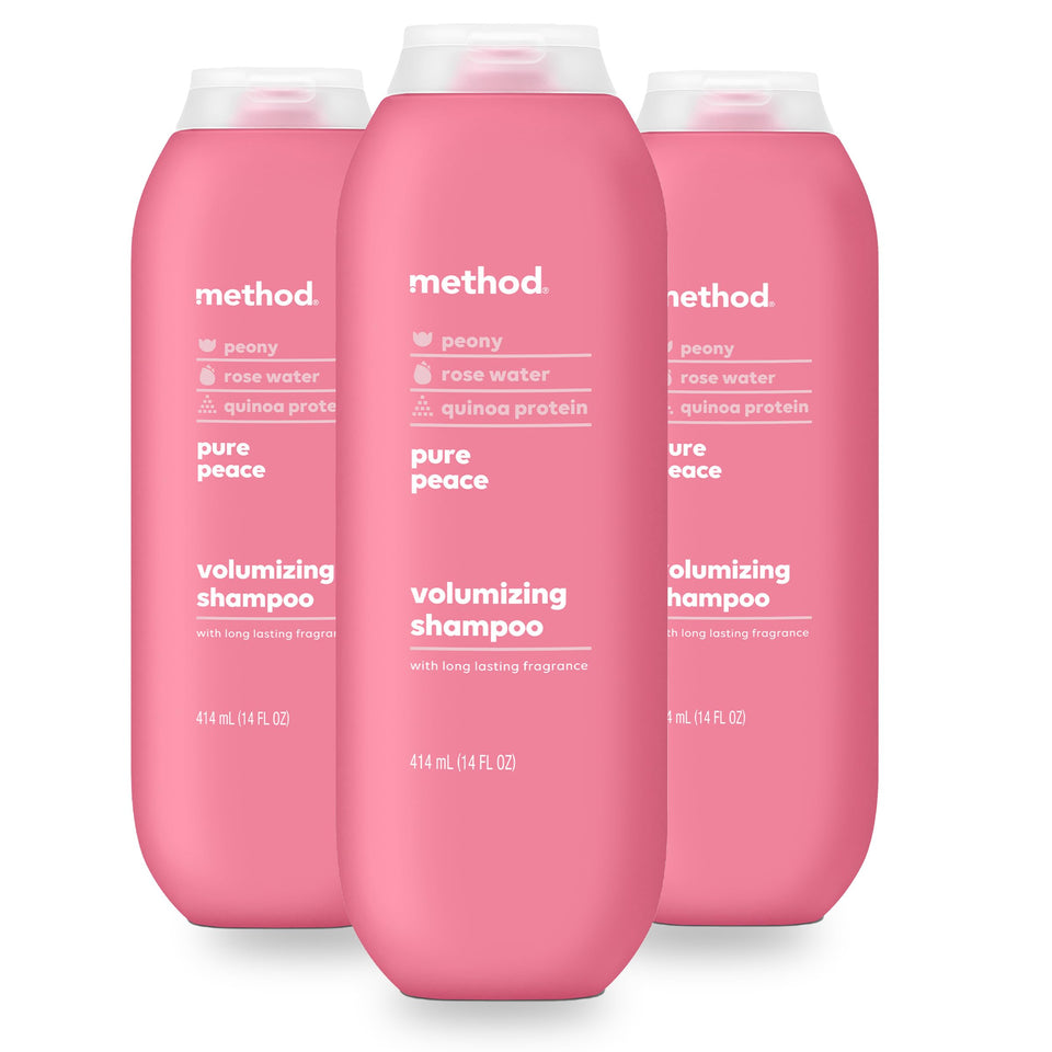 Method bottle front packaging showing product name and calming design benefit of uplift