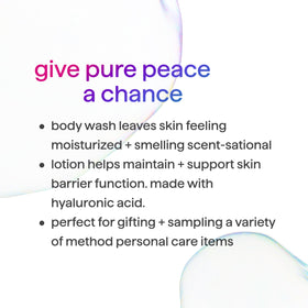 Method Pure Peace pump lotion closeup highlighting easy dispensing and smooth hydration
