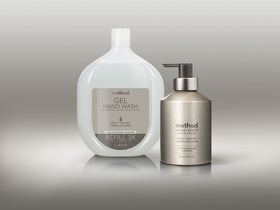 Method 34oz refill beside standard bottle showing longer-lasting benefit