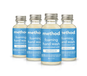 Method front packaging showing four recyclable concentrate vials and brand benefits