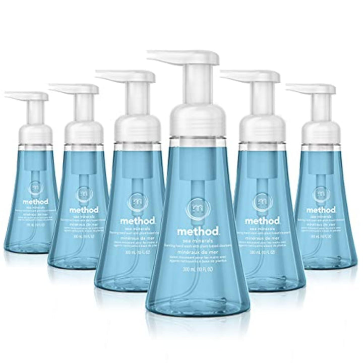 Method front packaging showing six 10 oz bottles and clear brand label benefit: easy refills
