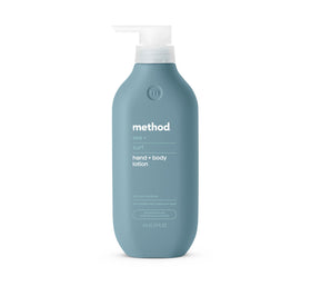 Method bottle front packaging showing sea + surf scent and clean design benefiting daily use