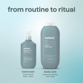 Method bottle on bathroom counter in lifestyle setting for daily use