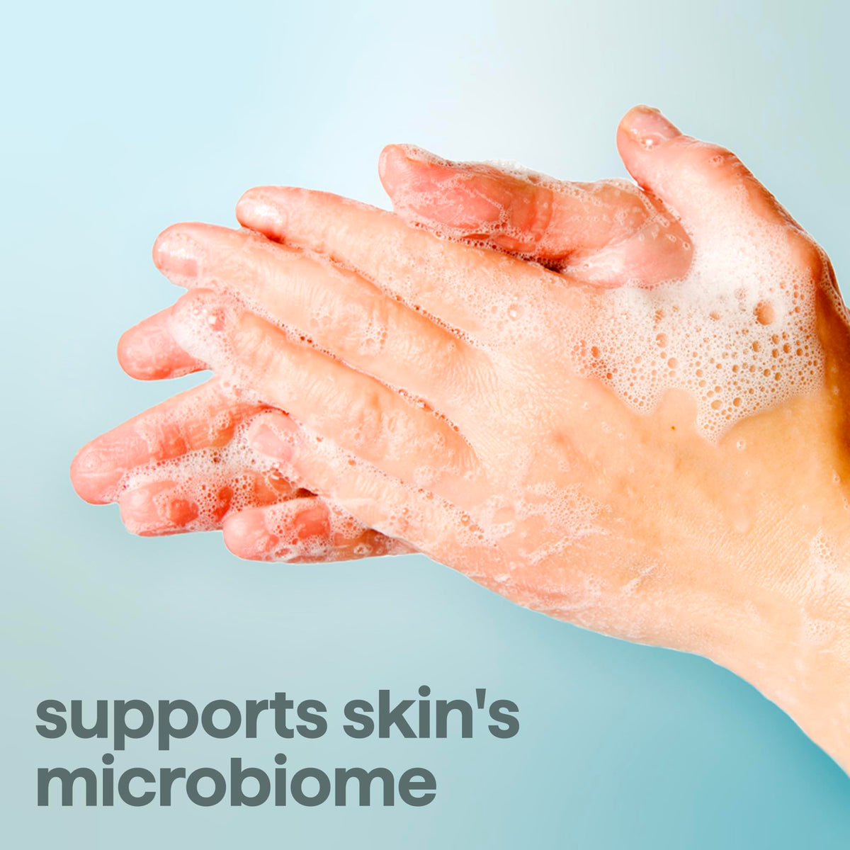 Method foamy texture demonstrating gentle cleansing and light hydration