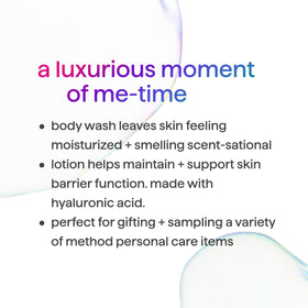 Method body wash gel texture on hand showing creamy coconut-rich lather benefits