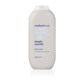 Method Simply Nourish bottle closeup displaying ingredients and soft finish