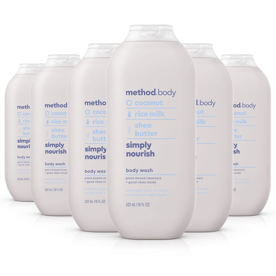 Method Simply Nourish front packaging shows bottle and scent for daily softening