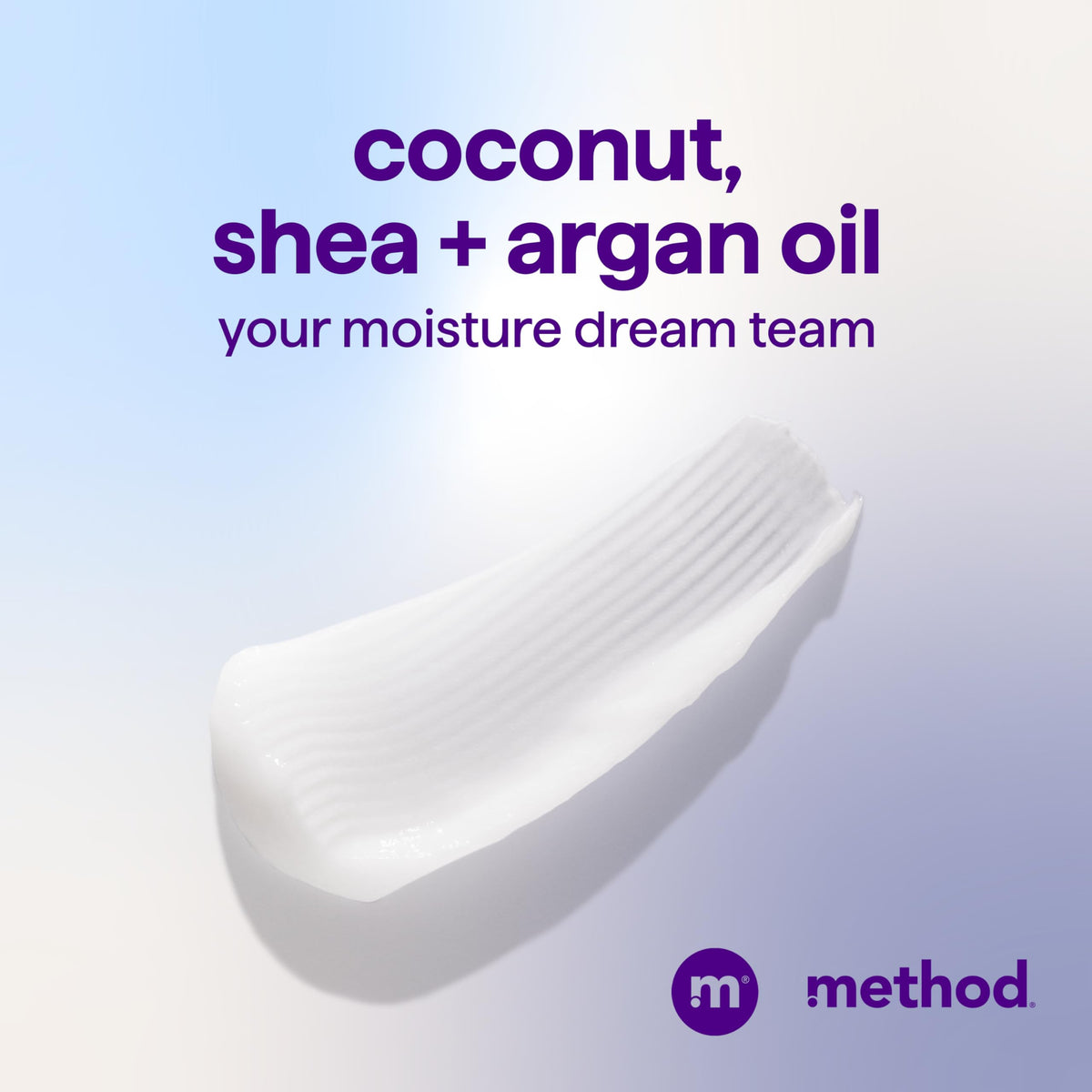 Method conditioner texture poured from bottle illustrating moisturizing benefit