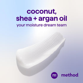 Method conditioner texture poured from bottle illustrating moisturizing benefit