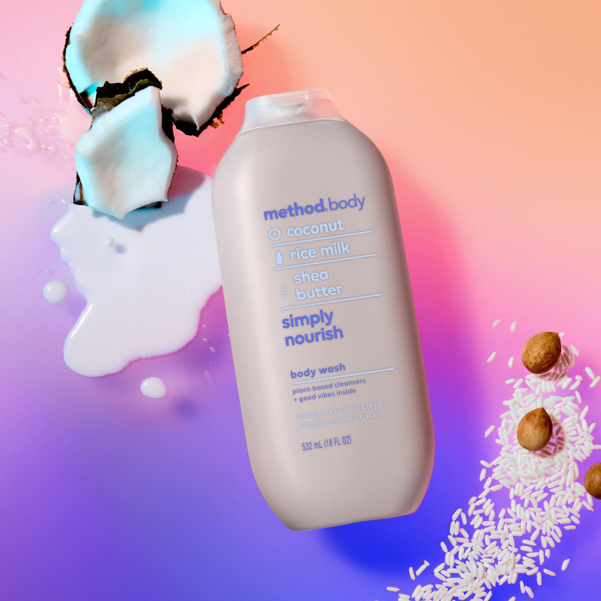 Method Simply Nourish next to soap for scale and practical size reference