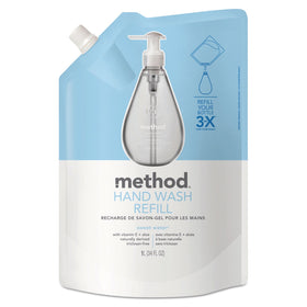 Method Sweet Water front pouch showing label and size, clear refill benefit