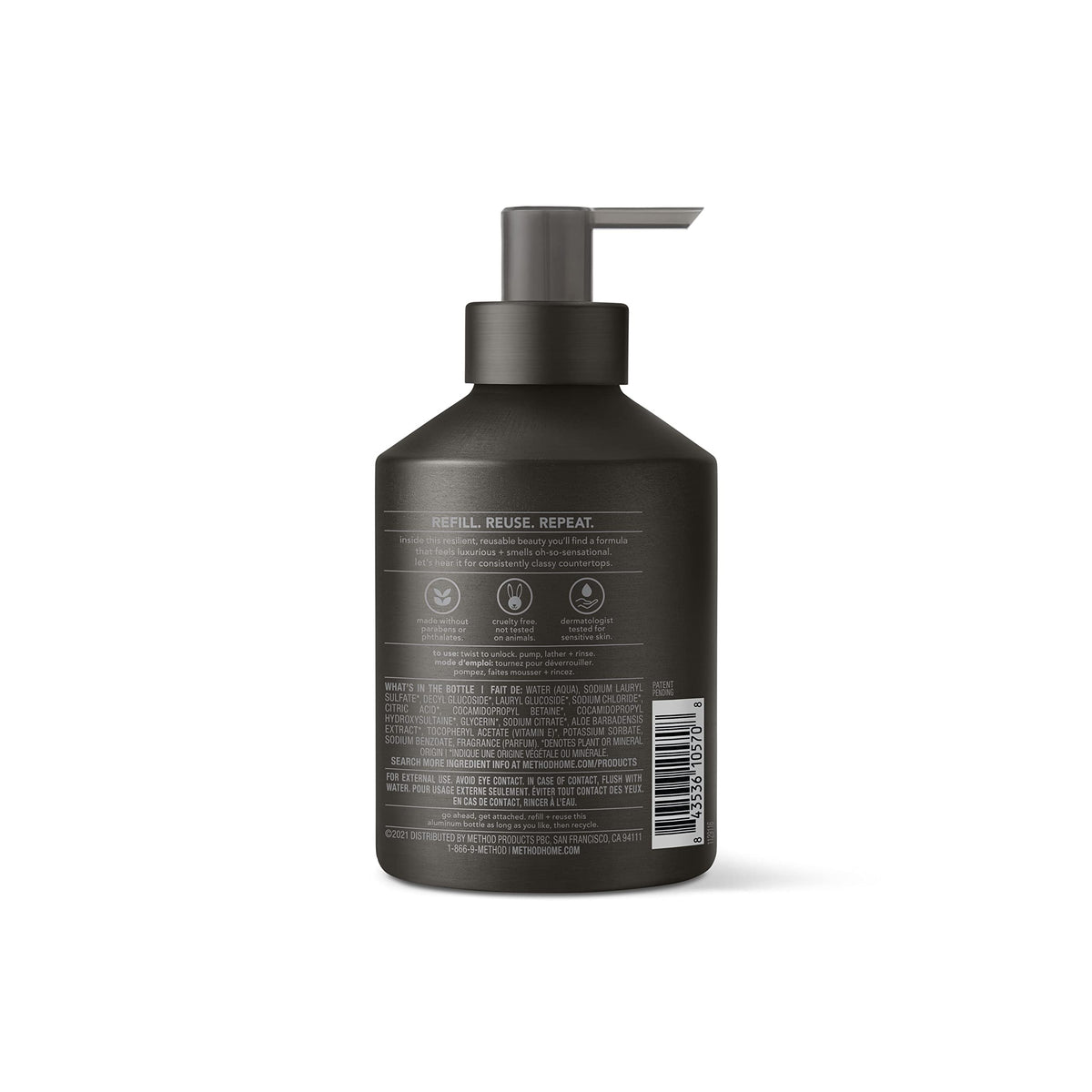 Method vetiver + amber close-up of gel texture demonstrating smooth lather