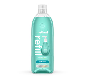 Method Waterfall refill front label showing fresh scent and large size benefit