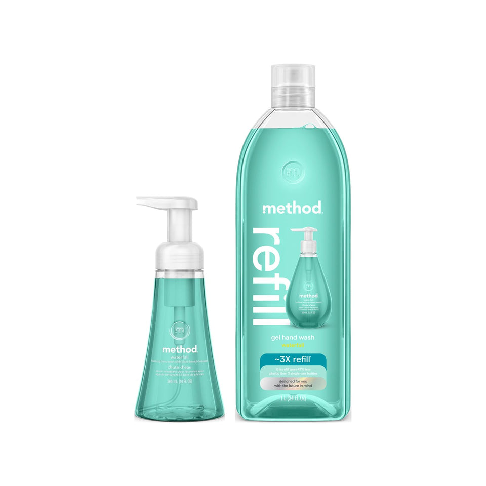 Method front packaging showing 10oz bottle with clear branding and fresh look