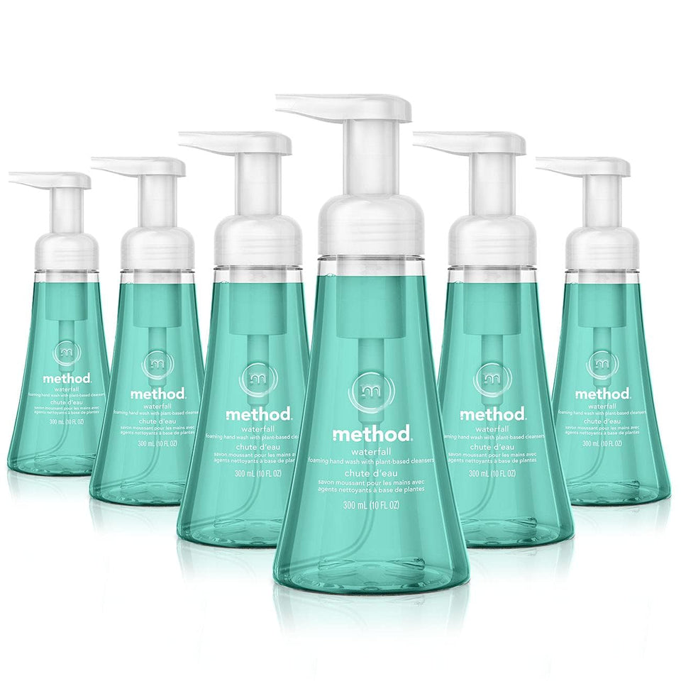 Method Waterfall front packaging showing bottle and gentle foam benefit