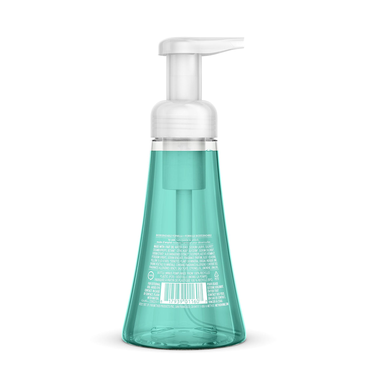 Method 38oz refill bottle angled to show pour spout and refill convenience