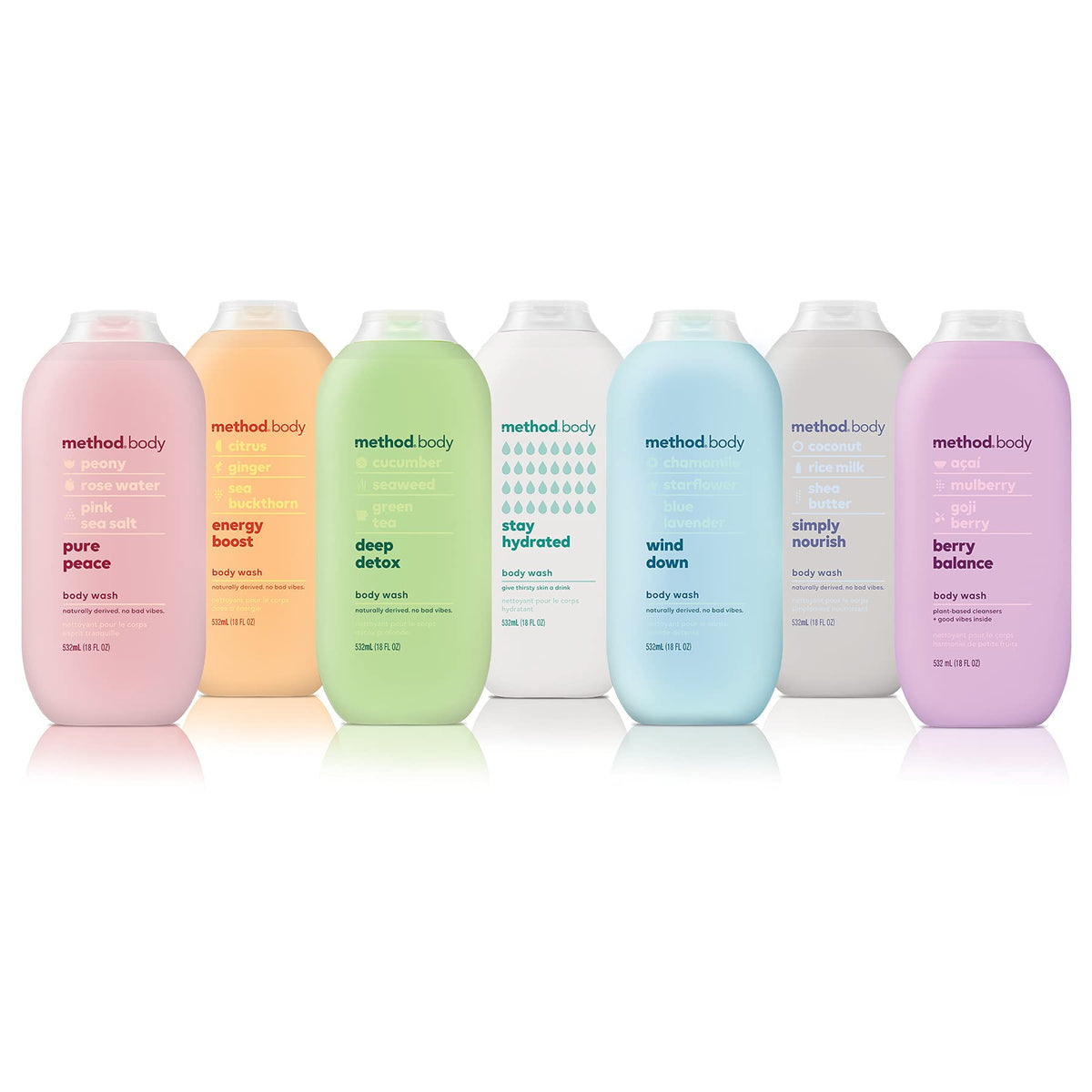 Method Wind Down bottle in shower setting showing relaxing bathroom use