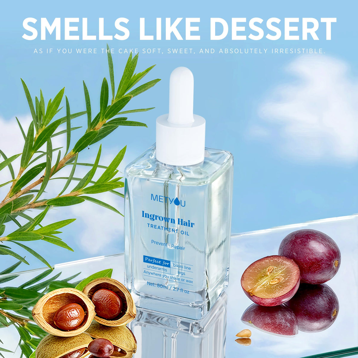 METYOU oil on skin close-up showing lightweight texture and fast absorption benefit