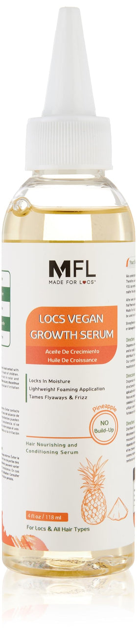 MFL MADE FOR LOCS front packaging showing 4 oz bottle and pineapple label, clear product benefits