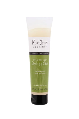 Max Green Alchemy bottle front view showing clean organic styling gel branding and benefit