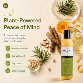 Max Green Alchemy ingredient herbs flatlay showing botanical extracts for scalp support
