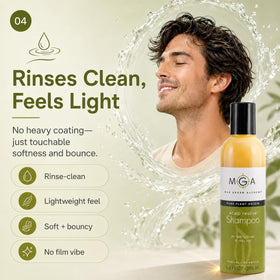 Max Green Alchemy shampoo lather on hair demonstrating effective gentle cleansing