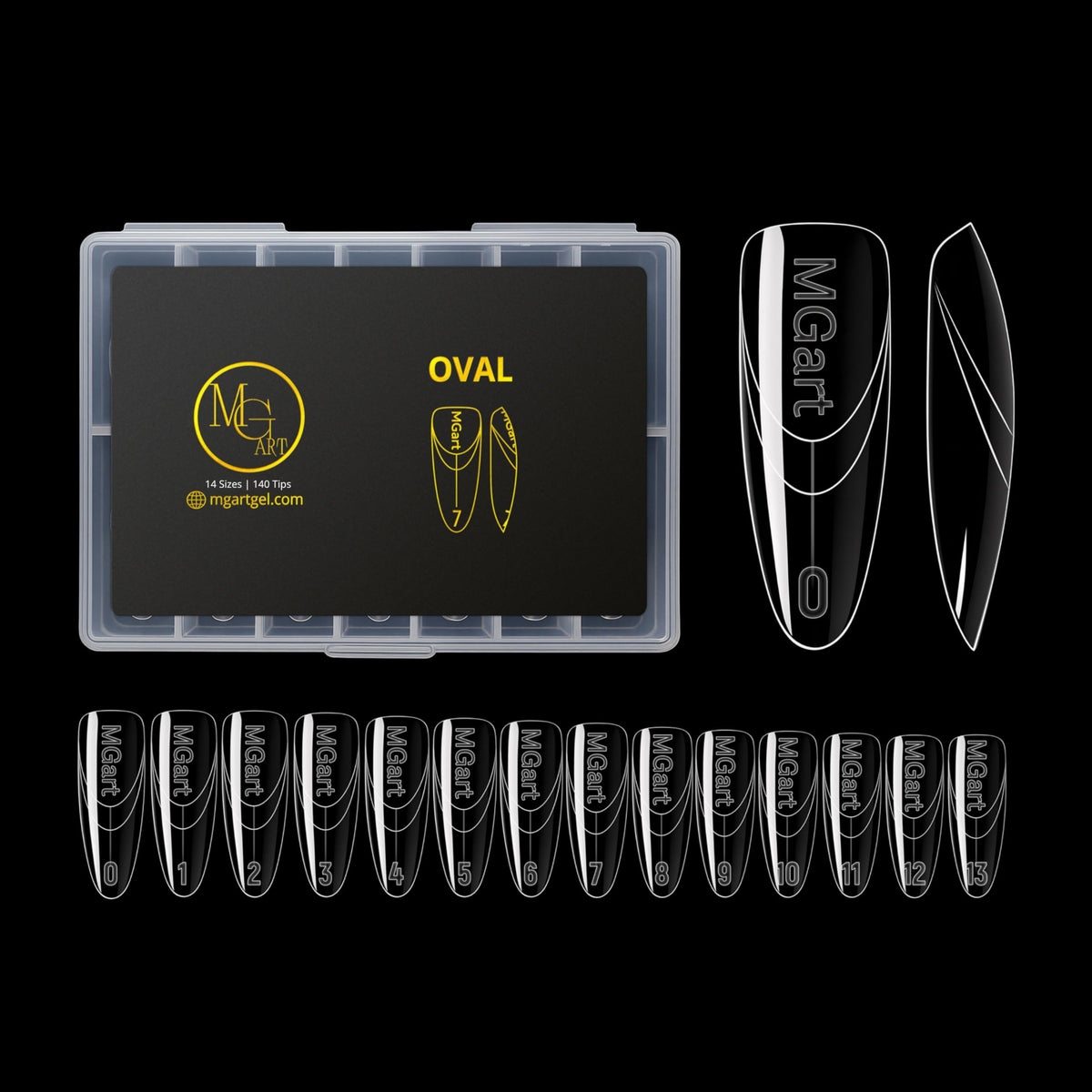 MGart clear dual forms front packaging shows 140-piece set and benefits